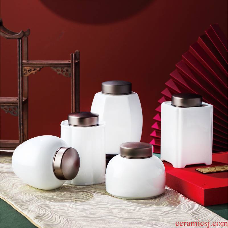 White porcelain tea pot ceramic seal mini small portable travel POTS of tea tins tea box