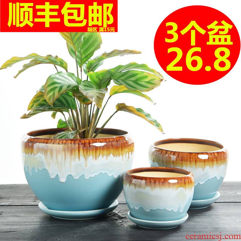 Heavy flowerpot ceramic special offer a clearance large bracketplant contracted with tray individuality creative other small fleshy flower pot
