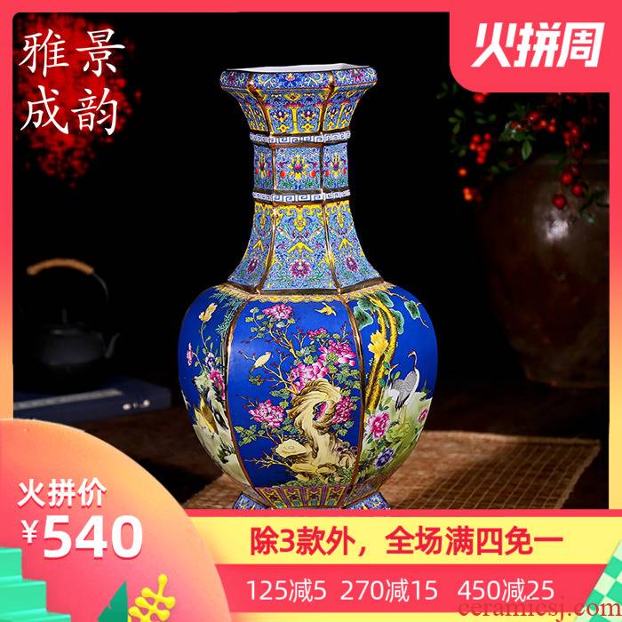 Jingdezhen ceramic up with classical modern fashion antique vase furnishing articles housewarming flower arranging European floor living room