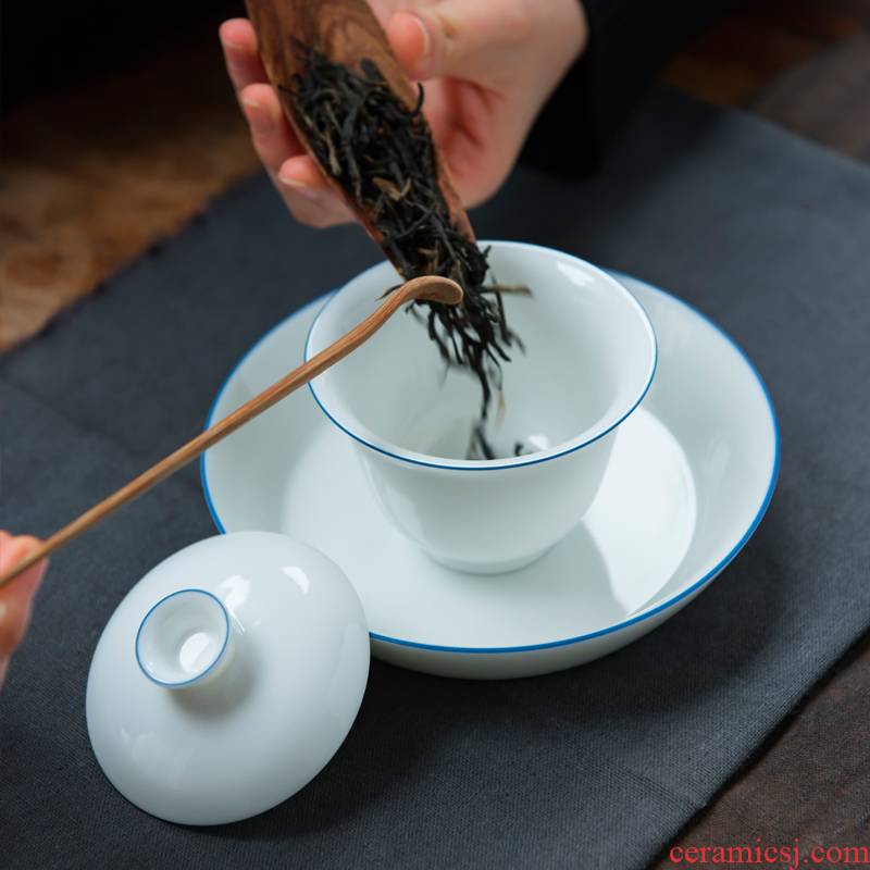 Good thing JingLan kung fu tea tea device suit only three tureen sample tea cup of jingdezhen ceramic cups difference gifts