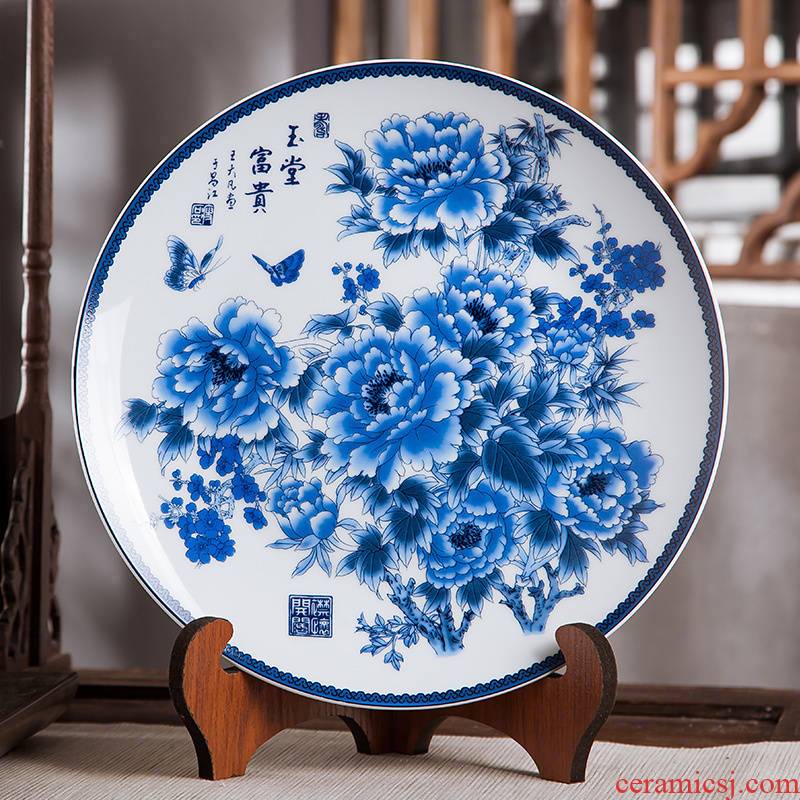 Jingdezhen ceramics furnishing articles household decorations hanging dish sitting room CV 18 Chinese arts and crafts rich decorative plate