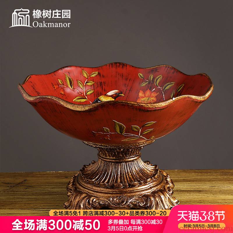 Continental red compote sitting room tea table dry fruit tray was American home furnishing articles innovative new Chinese ceramic fruit bowl