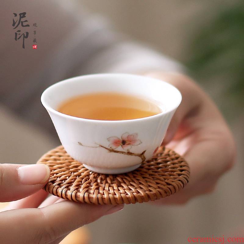 Mud seal kung fu master cup sample tea cup cup of hand - made tea cup but small household individual small ceramic tea cup