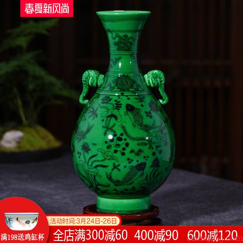 Archaize crack of jingdezhen ceramics glaze ear vase Chinese style restoring ancient ways is the sitting room home wine ark, adornment furnishing articles
