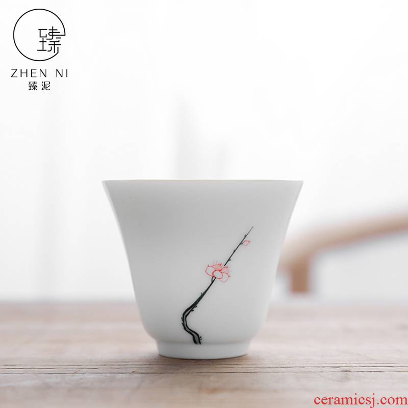 Jingdezhen hand - made teacup manually by mud powder enamel sample tea cup ceramic thin foetus masters cup kung fu tea cups
