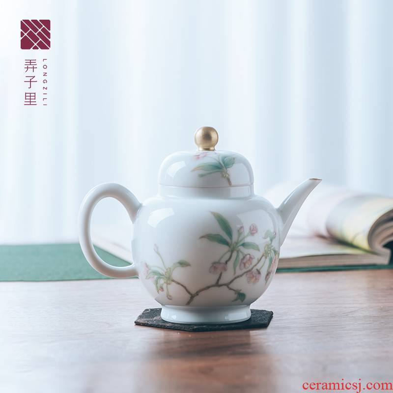 Get in jingdezhen ceramic teapot household kung fu tea tea set the teapot modern Chinese flowering crab - apple designer tea sets