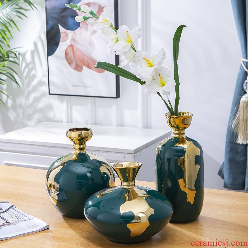 American ceramic vase light furnishing articles of key-2 luxury living room dry flower arranging flowers European household table decorations example room decoration