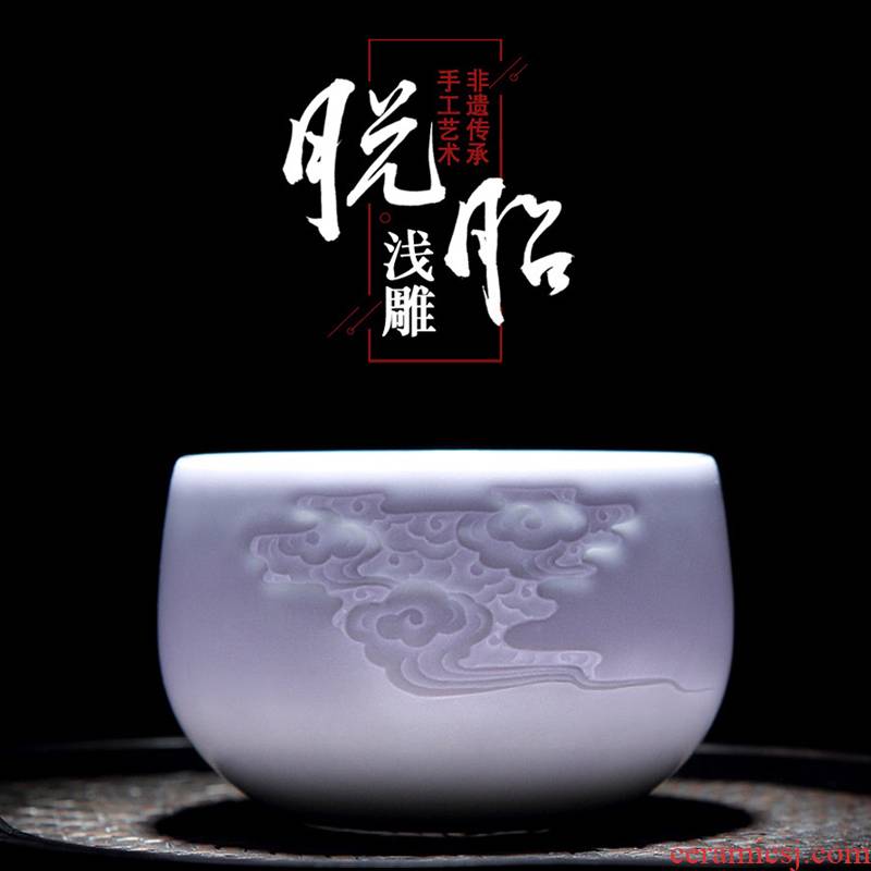 Kiln jingdezhen tea cups green obscure glass ceramic handmade master cup of large single cup sample tea cup home