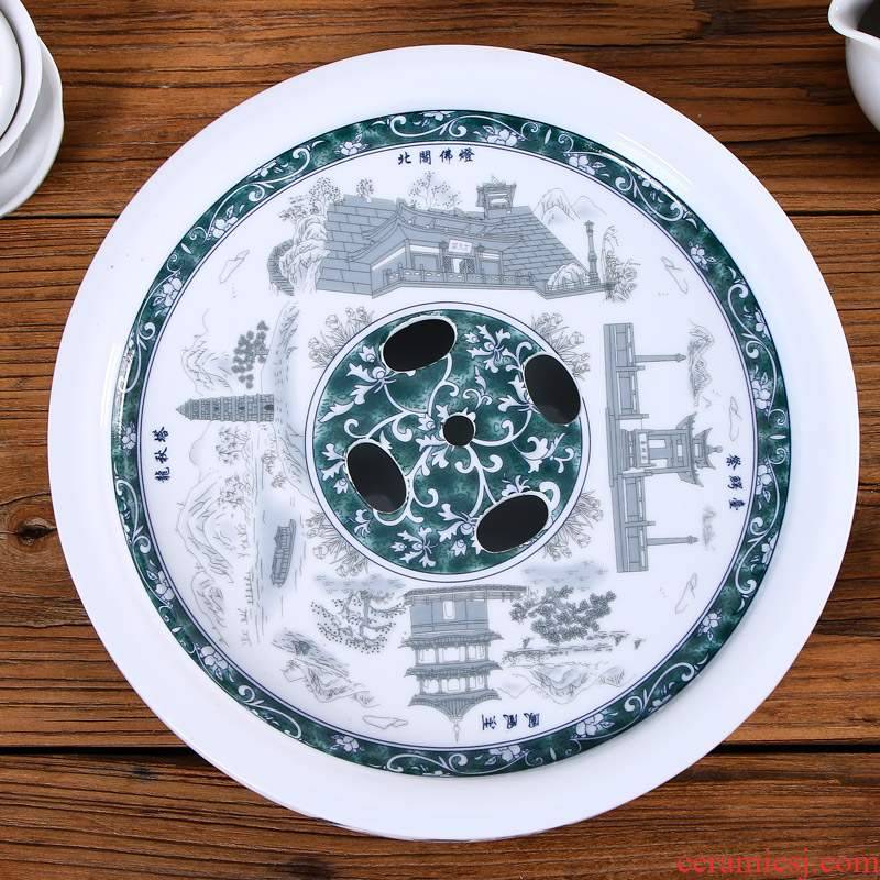 White porcelain chaoshan kungfu tea set suit small household set of contracted ceramic congou county round ceramic disc of a complete set of tea tray