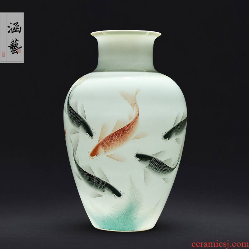 Jingdezhen ceramic hand - made well - off lohan vase furnishing articles living room flower arranging Chinese vases, arts and crafts