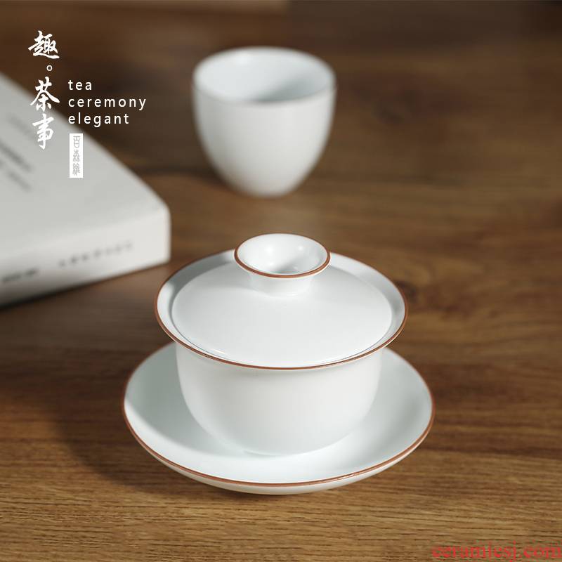 Babson d fat white tureen ceramics jingdezhen porcelain cups thin foetus tea three bowl of single kung fu tea set