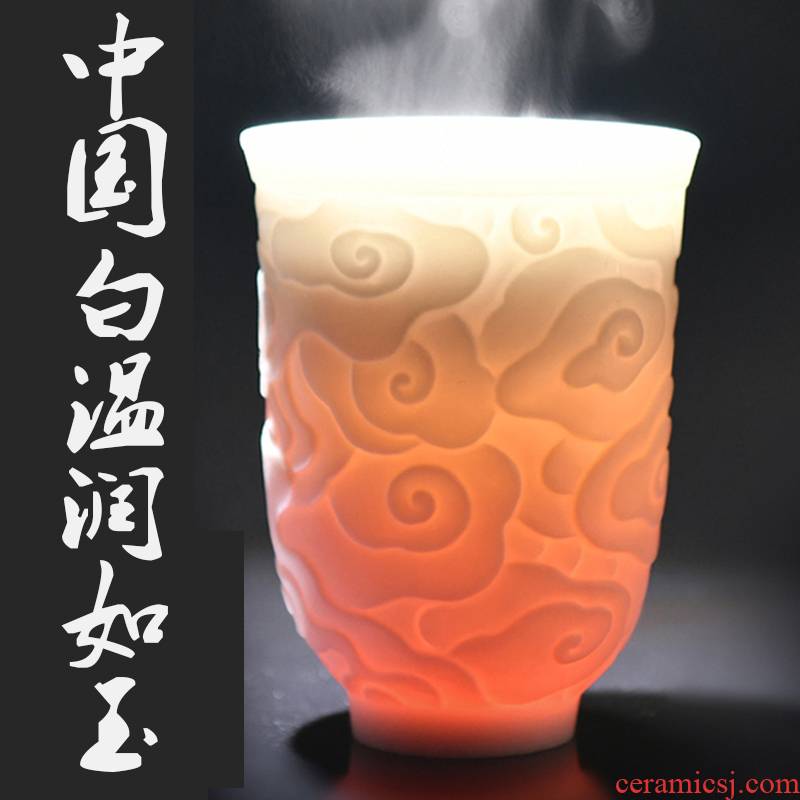Dehua white porcelain sample tea cup personal master cup single CPU ceramic tea set pure manual large - sized kung fu tea cups