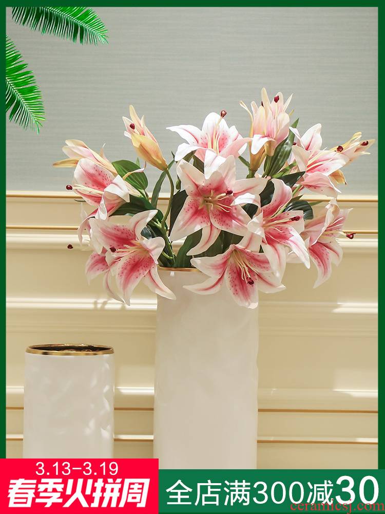 Nordic light ceramic big vase decoration key-2 luxury furnishing articles creative home sitting room new Chinese flower arranging dried flower adornment flowers