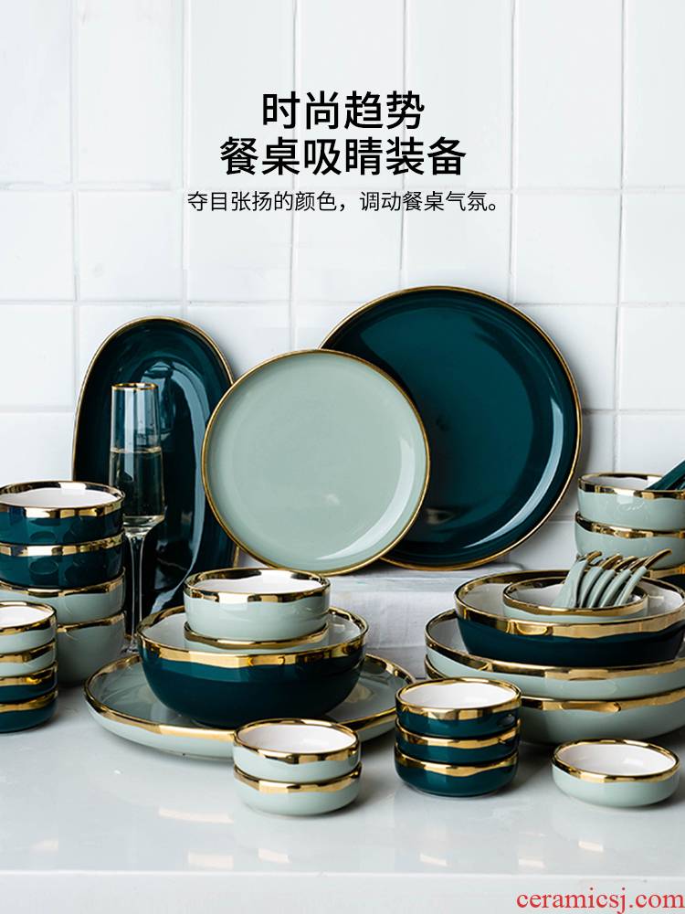 Modern housewives dishes suit household 0 ceramic bowl Nordic light the up phnom penh dish soup bowl key-2 luxury tableware