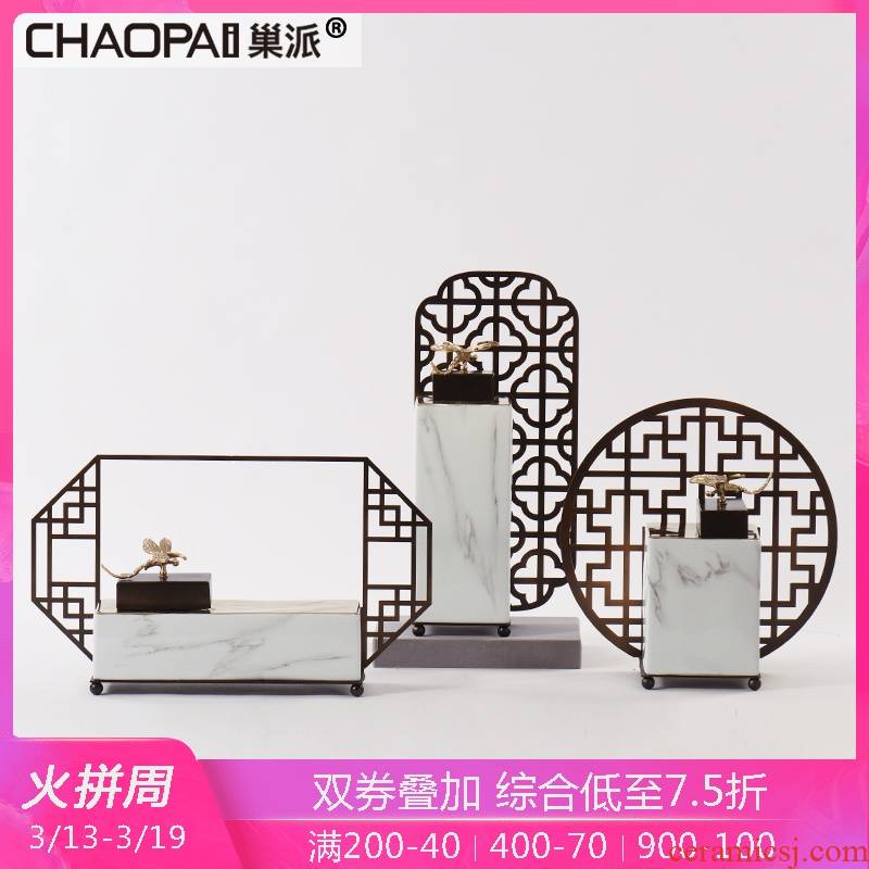New Chinese style ceramic pot furnishing articles creative metal soft outfit the example room floor porch teahouse study wine accessories
