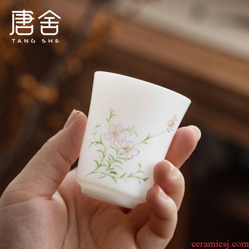 Don difference up suet jade hand - made thin foetus master cup single CPU single sample tea cup white porcelain tea set kung fu ceramic cups