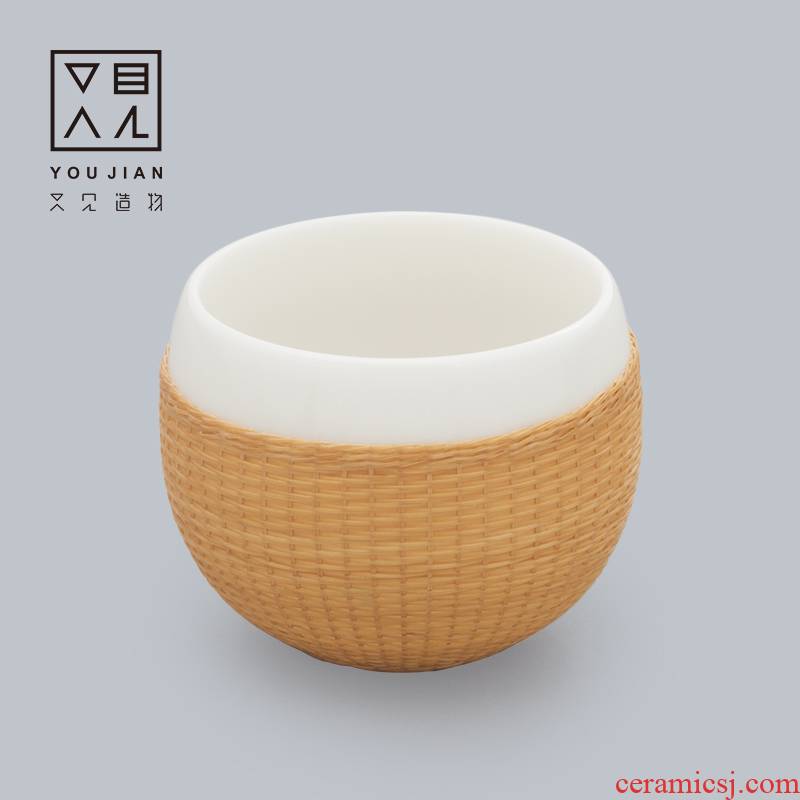 Single glass ceramic cups and creation of kung fu masters cup bamboo states porcelain bowl dehua white porcelain individual sample tea cup