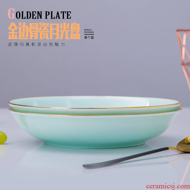Jingdezhen up phnom penh celadon dish home 0 plate ceramic tableware the soup plate ipads porcelain 8 inches deep dish