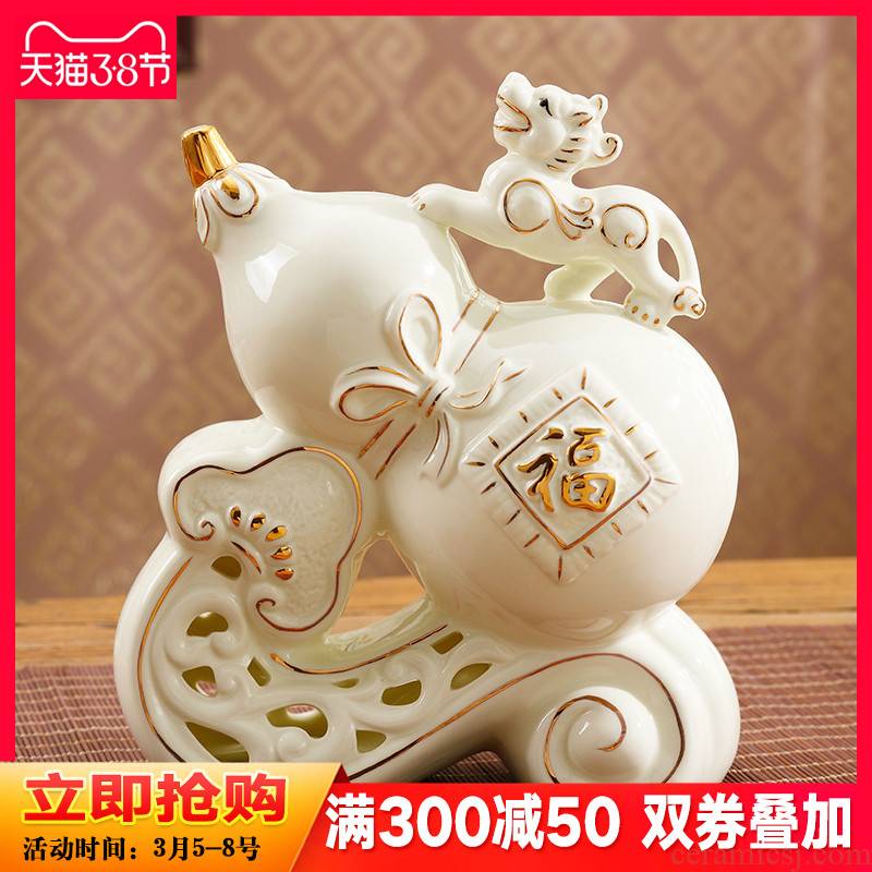 Chinese fortune gourd town house feng shui furnishing articles ceramic wine home sitting room adornment version into gifts
