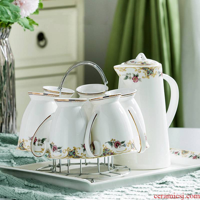 Glass ceramic household contracted and I creative ceramic cup European cup sitting room suit six tea sets
