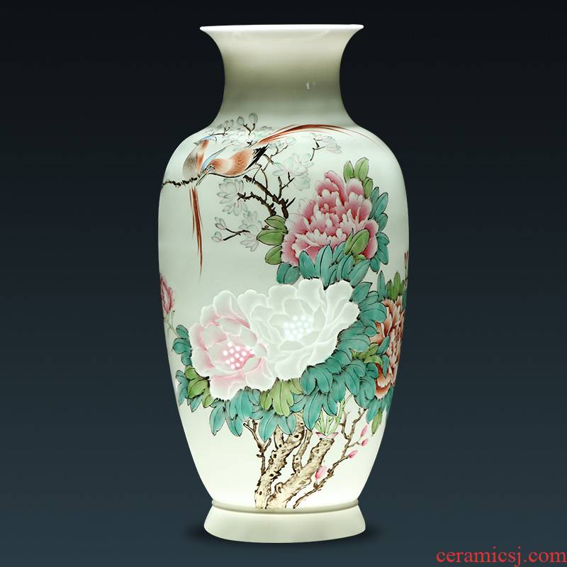 Jingdezhen ceramic masters hand thin foetus carving master vases, flower arranging Chinese style living room home furnishing articles