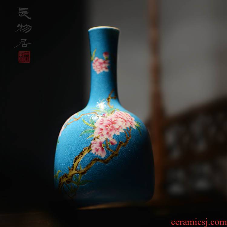 Offered home - cooked in pastel blue scramble for flower prunus persica bell statute of jingdezhen manual archaize ceramic flower vases, furnishing articles