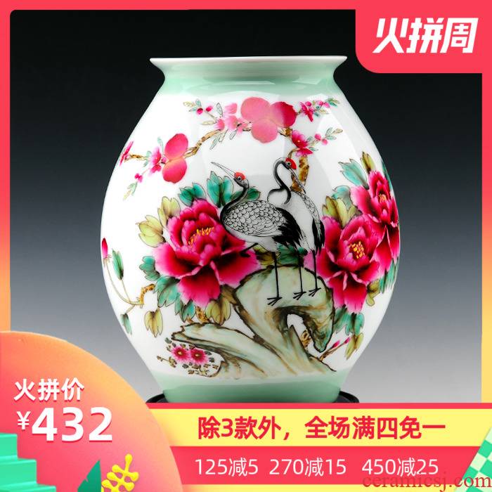 Master hand - made vases, jingdezhen ceramics powder enamel celebrities peony vases, modern furnishing articles of handicraft
