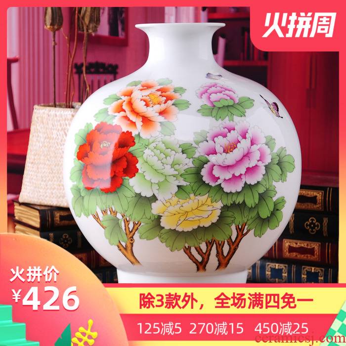 Jingdezhen ceramics vase sitting room place, modern fashion peony vases, home act the role ofing wedding gift collections