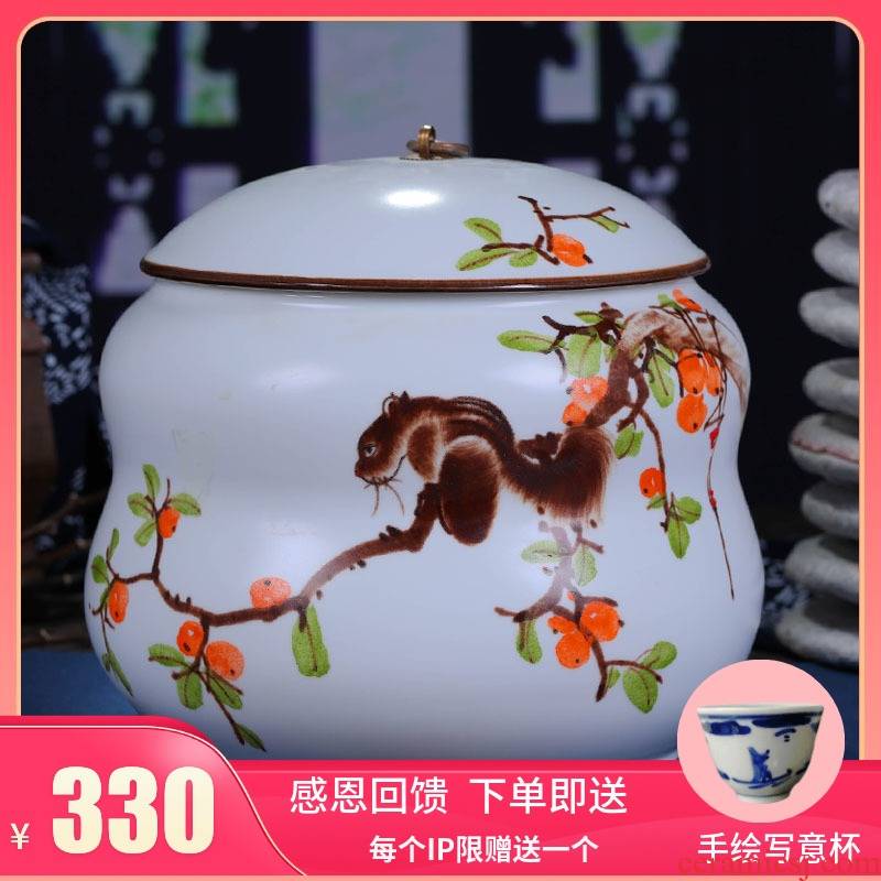 Jingdezhen ceramics hand - made tea cake box general large puer tea cake tin, white tea cake box