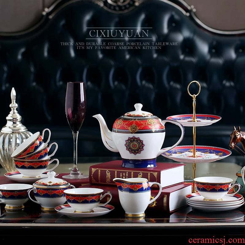 Coffee cup suit European red cup tea Coffee ipads China English afternoon tea tea saucer ceramic teapot