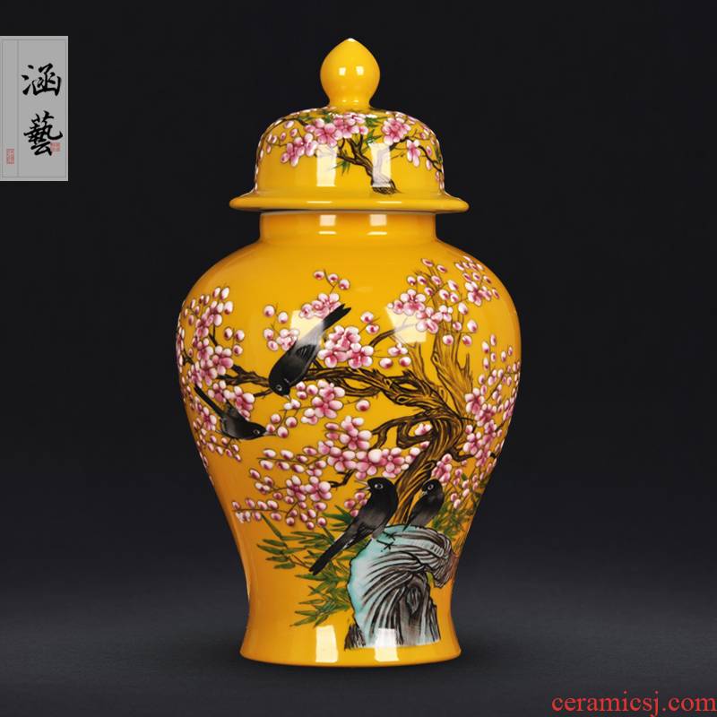 Jingdezhen ceramic general hand - made pay-per-tweet pot vase sitting room of Chinese style household decorates porch crafts are arranging flowers
