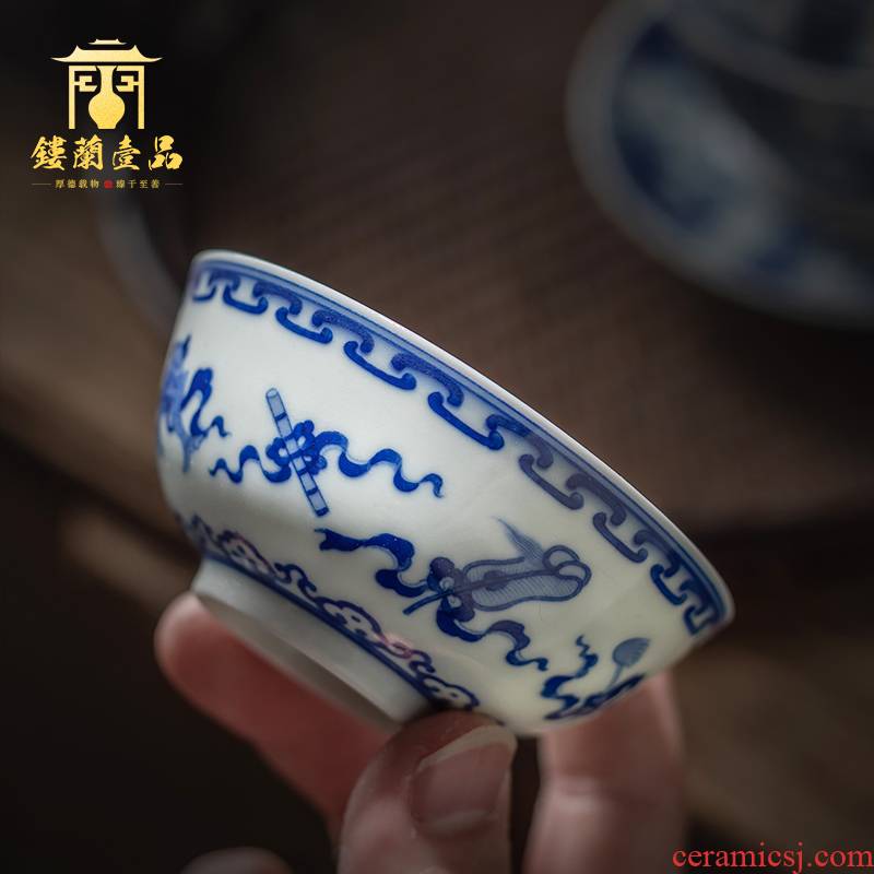 Jingdezhen ceramic full charm of the eight immortals hand - made porcelain sample tea cup kung fu tea tea, large single cup tea cup