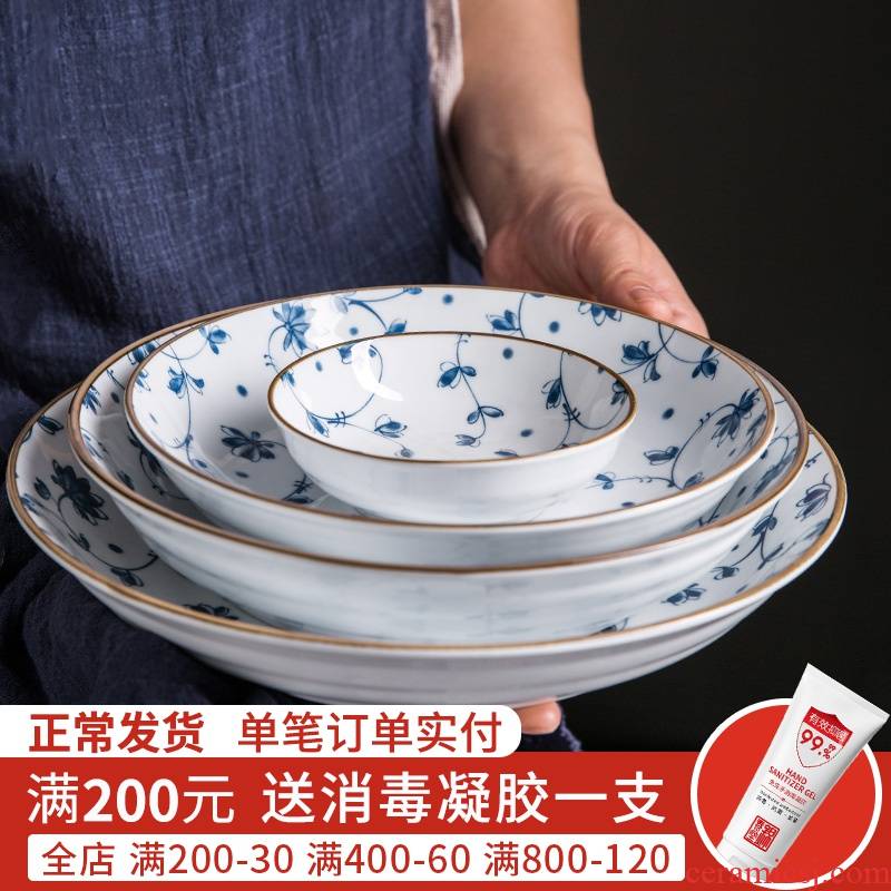 Jian Lin household Japanese salad dish plate disc creative ceramic tableware suit heron grass ipads plate plate
