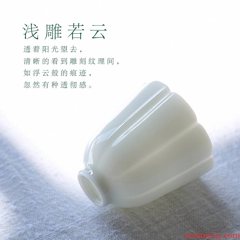 Jingdezhen ceramic tea set tea master cup manual white porcelain sample tea cup kung fu noggin single CPU porcelain bowl