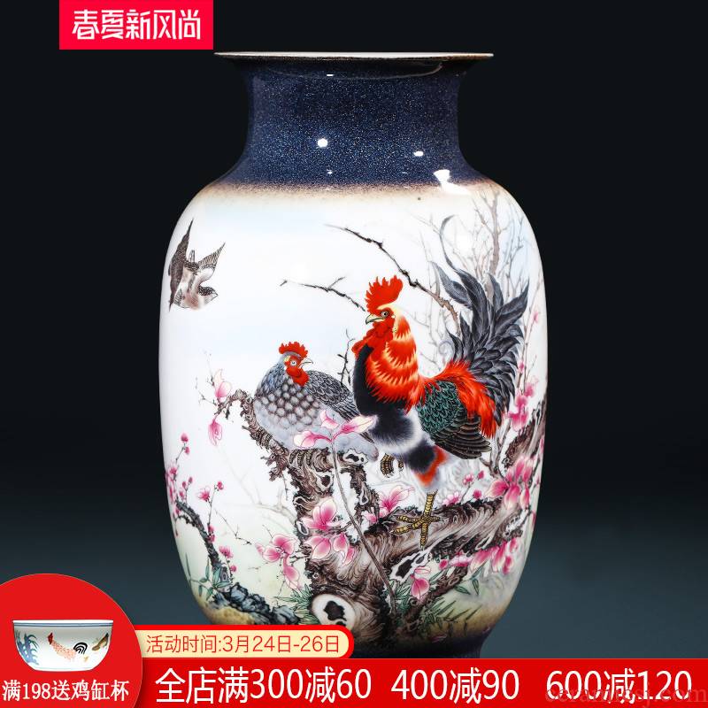 Creative jingdezhen ceramics up Zhu Wu the knorr worry - free work vase furnishing articles to send the led business