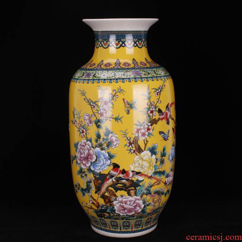 Jingdezhen ceramic colored enamel vase painting of flowers and lines of large Chinese domestic outfit company store large vase