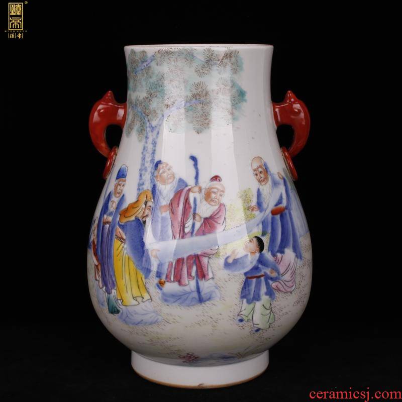 Jingdezhen f tube bottle full hand draw pastel characters statute imitation the qing xianfeng antique antique collection boutique furnishing articles