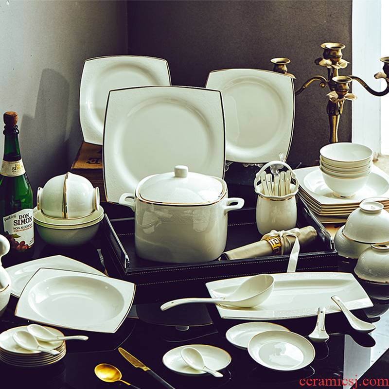 Dishes suit dinner set bowl dish home European contracted bowls of jingdezhen ceramic composite ceramics tableware