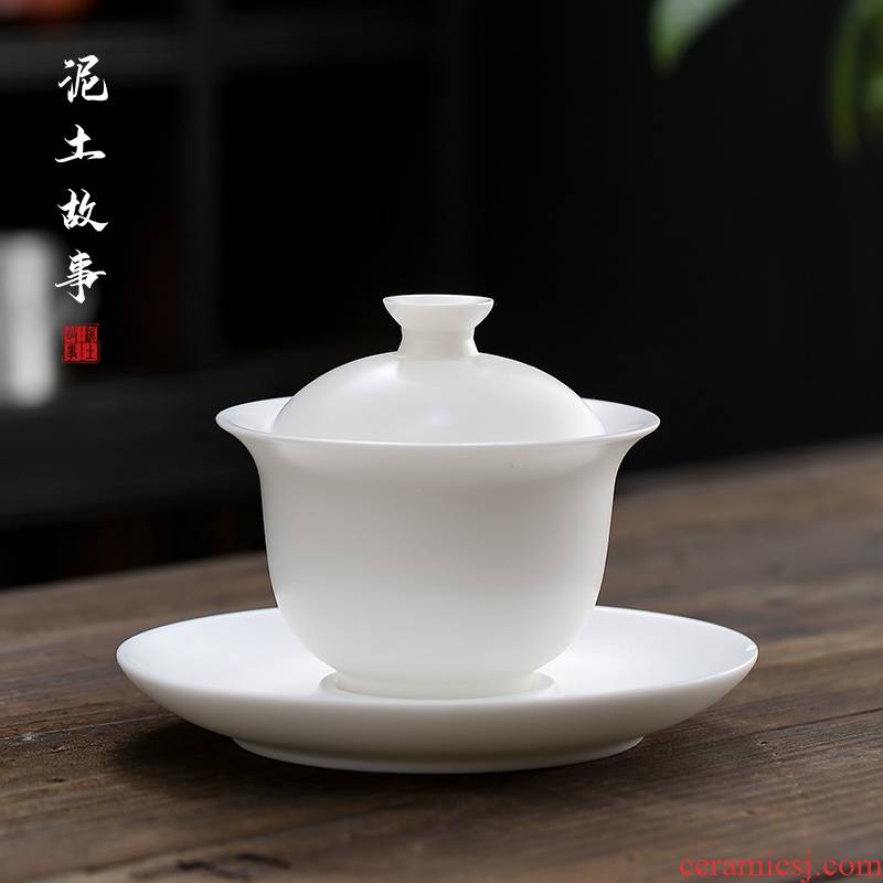 Soil dehua unglazed manual white porcelain three story tureen tea tureen large jade porcelain kung fu tea set list