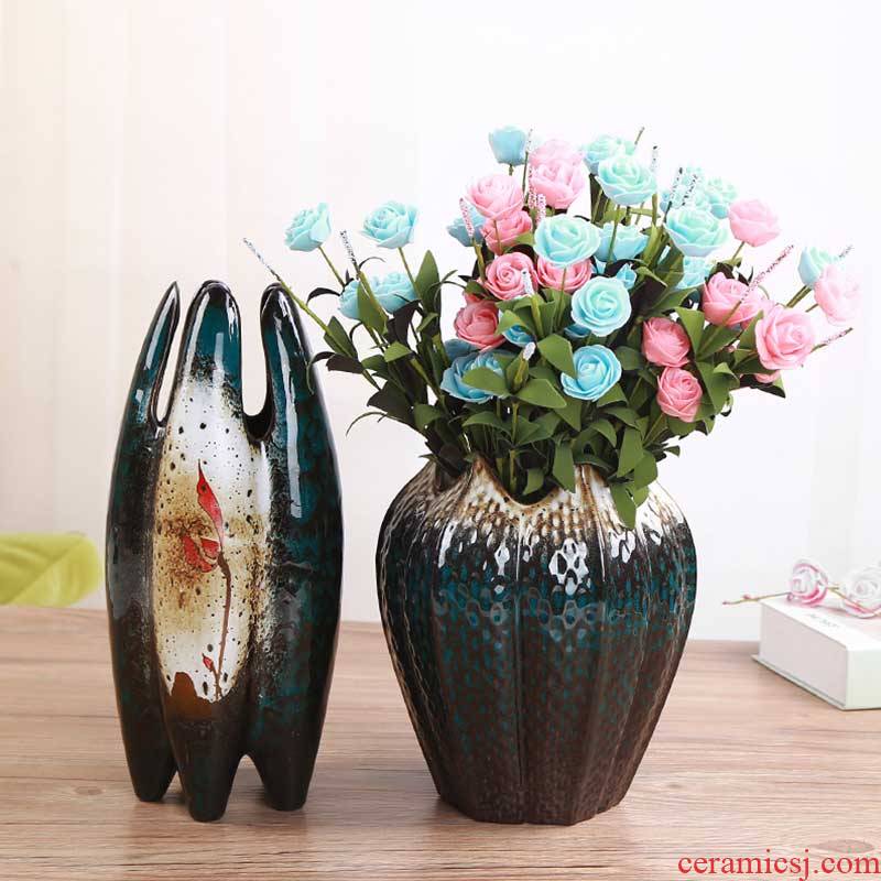 Lily fresh flowers made large dry flower vase interior decoration ceramics all over the sky star rose porcelain vase