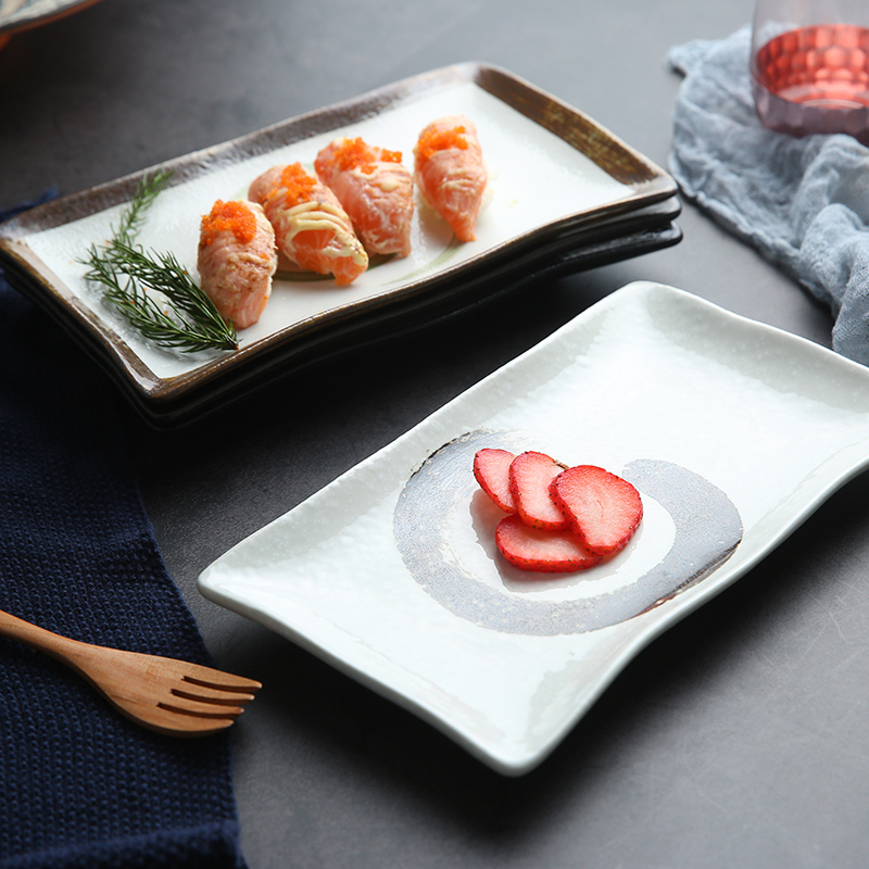 Mystery of Japanese restaurant creative move characteristics of ceramic tableware dish plate rectangular plate sushi plate home plate