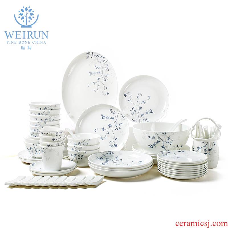 Only embellish ipads porcelain tableware 56 head dish bowl dishes suit sets of tangshan ceramics European - style home for dinner