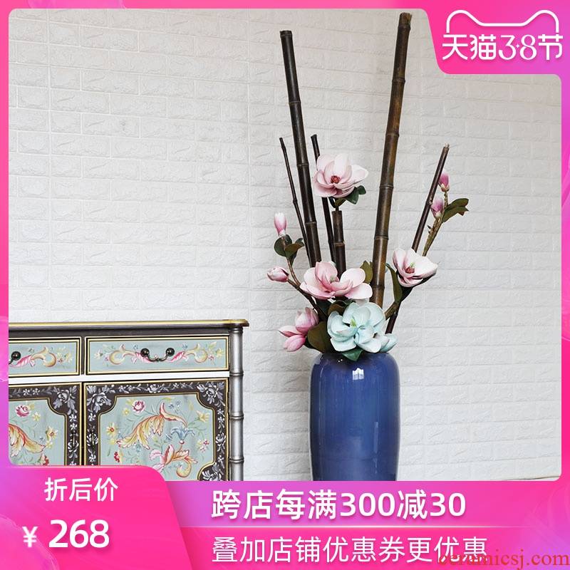 The New Chinese American blue flower arrangement sitting room home decoration ceramic vases, flower art landing place example room
