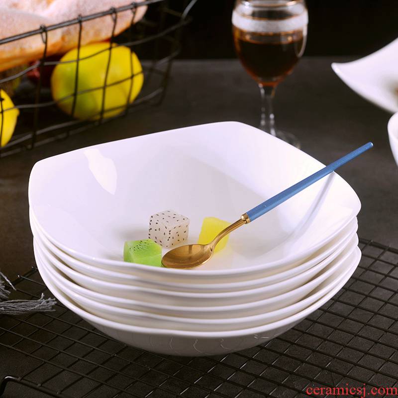 Jingdezhen under pure white glaze color 7 "ipads China party household creative ceramic dish dish deep dish soup bowl plate