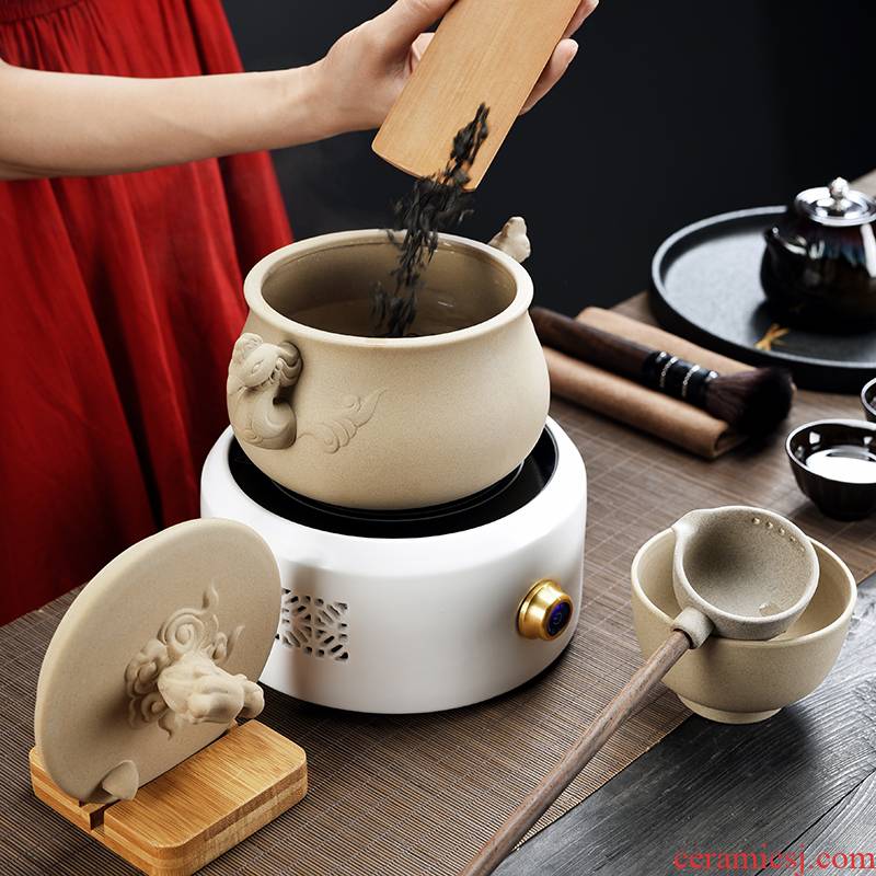 Ceramic cooking pot boiling tea machine automatic suit with white tea, black tea pu - erh tea boiled tea teapot points
