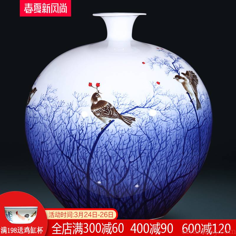 The Master of jingdezhen ceramics hand - made archaize blue and white porcelain vases, flower arranging furnishing articles of Chinese style household decorations