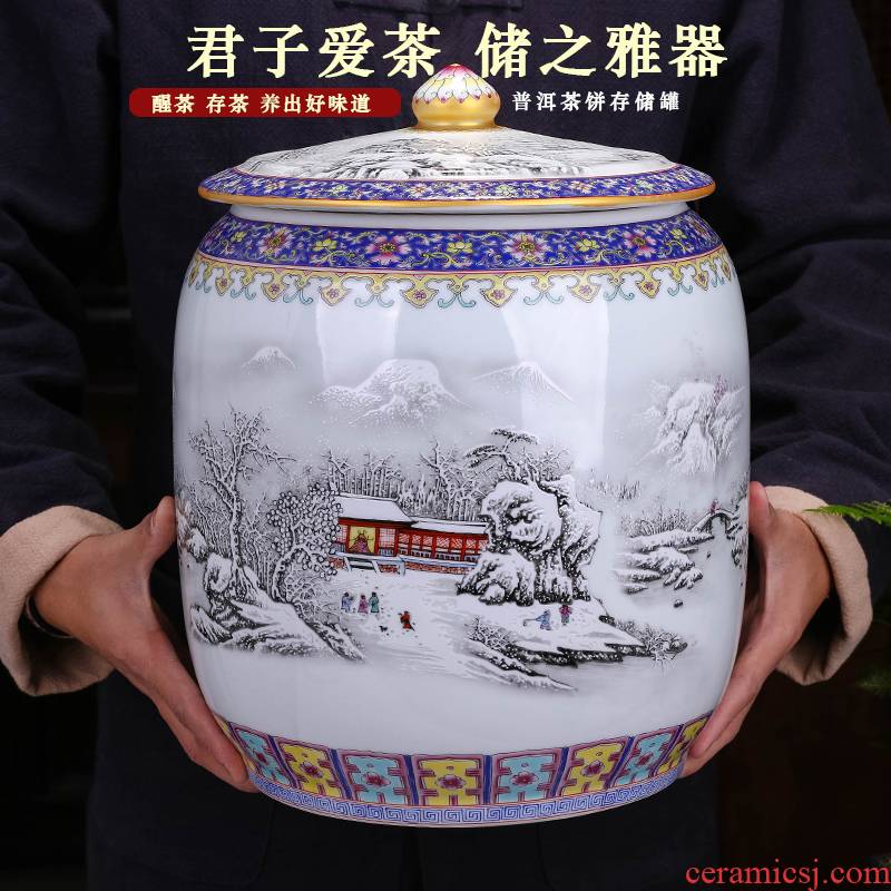 Huai home tea box of jingdezhen ceramic tea pot puer tea cake seal wake POTS put tea POTS