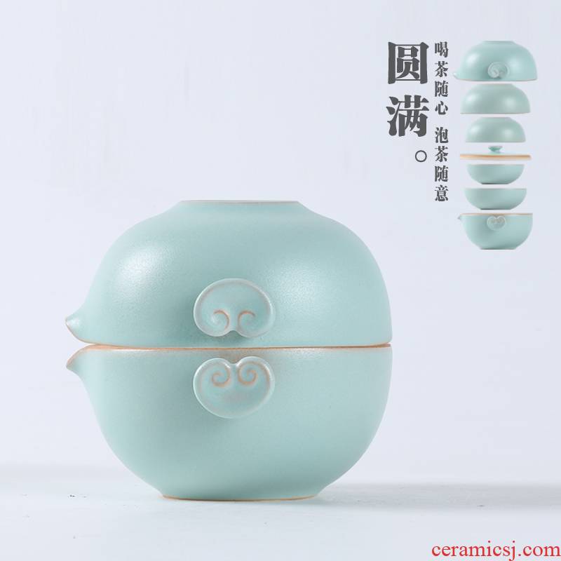 In floor crack cup a pot of 4 cups of ceramic portable travel tea set coarse pottery single cup successfully crack cup