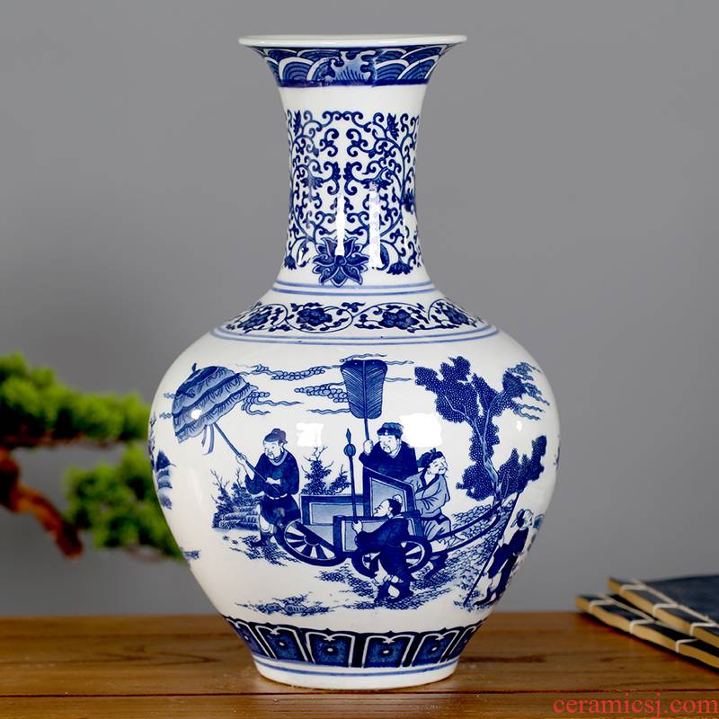 Jingdezhen blue and white porcelain of adornment of the sitting room porch ceramics museum frame of Chinese style furnishing articles study design decorative bottle