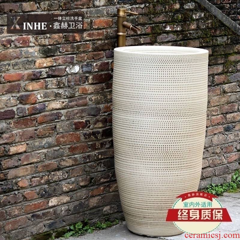 Jingdezhen ceramic basin art lavatory conjoined column one column pillar toilet lavabo lavatory balcony